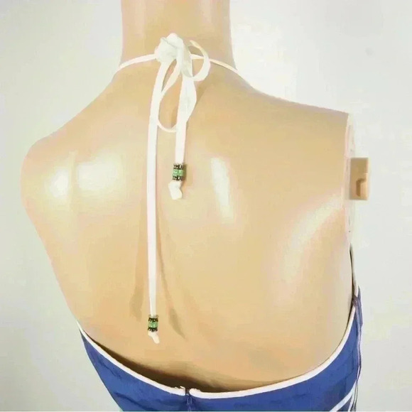 NWT Trina Turk Silk Blue Green Colorblock Halter Neck Summer Dress - Picture 4 of 5